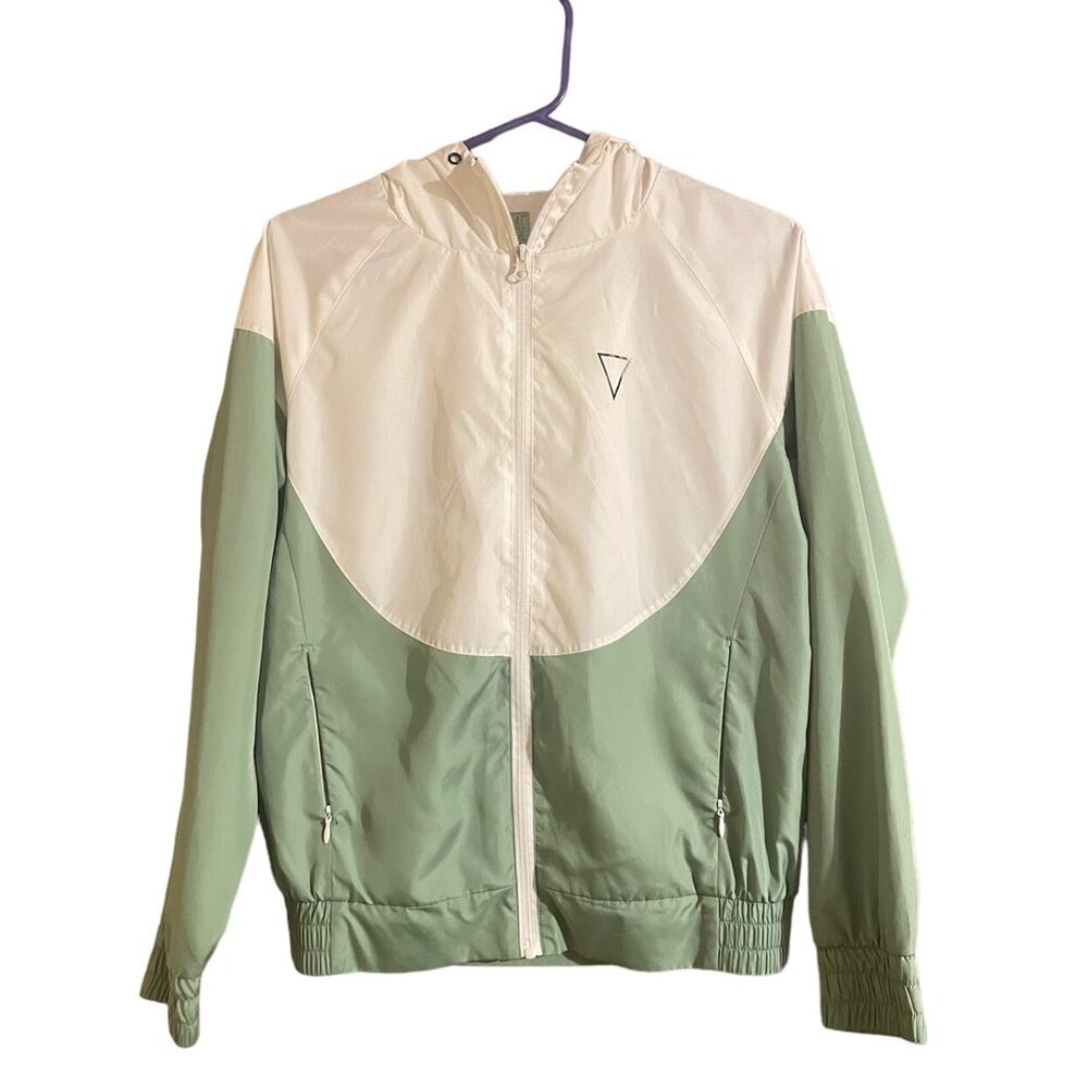 DAE Windbreaker Womens Small Activewear Jacket Hooded Full Zip Barbella Box